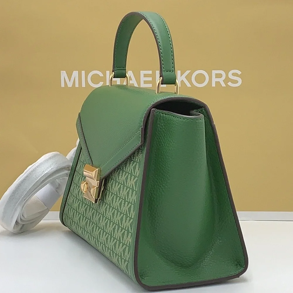 MICHAEL KORS Whitney Medium Flap TH Satchel Fern Green  NWT
